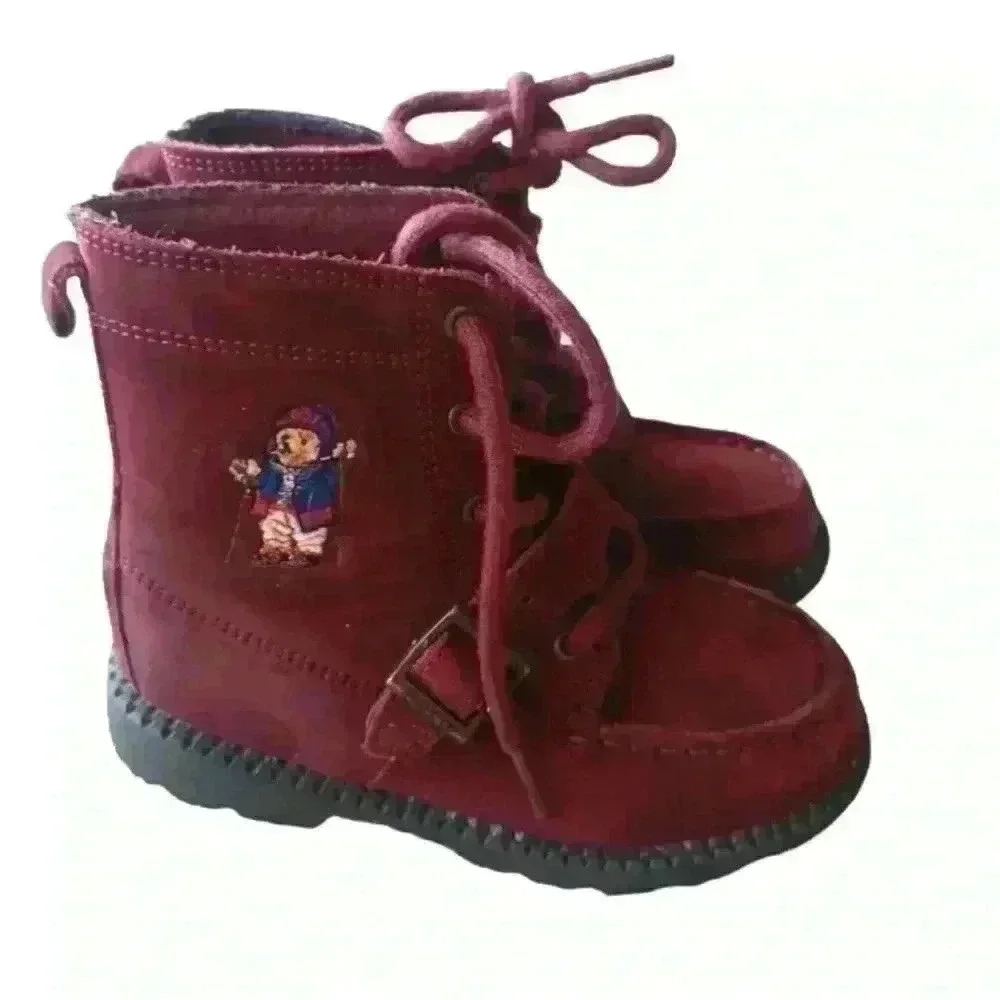 Ralph Lauren Kids Burgundy Ranger HI II Ski Polo Bear Suede Boots 10
